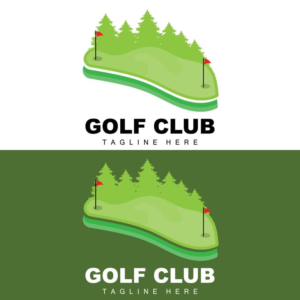 icône vectorielle logo balle de golf, bâton et golf. jeux de plein air, illustration de concept rétro vecteur