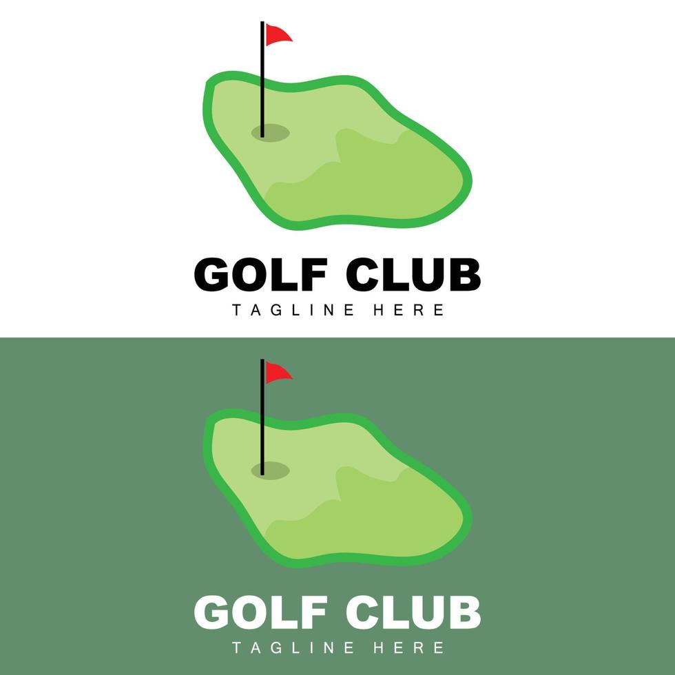 icône vectorielle logo balle de golf, bâton et golf. jeux de plein air, illustration de concept rétro vecteur