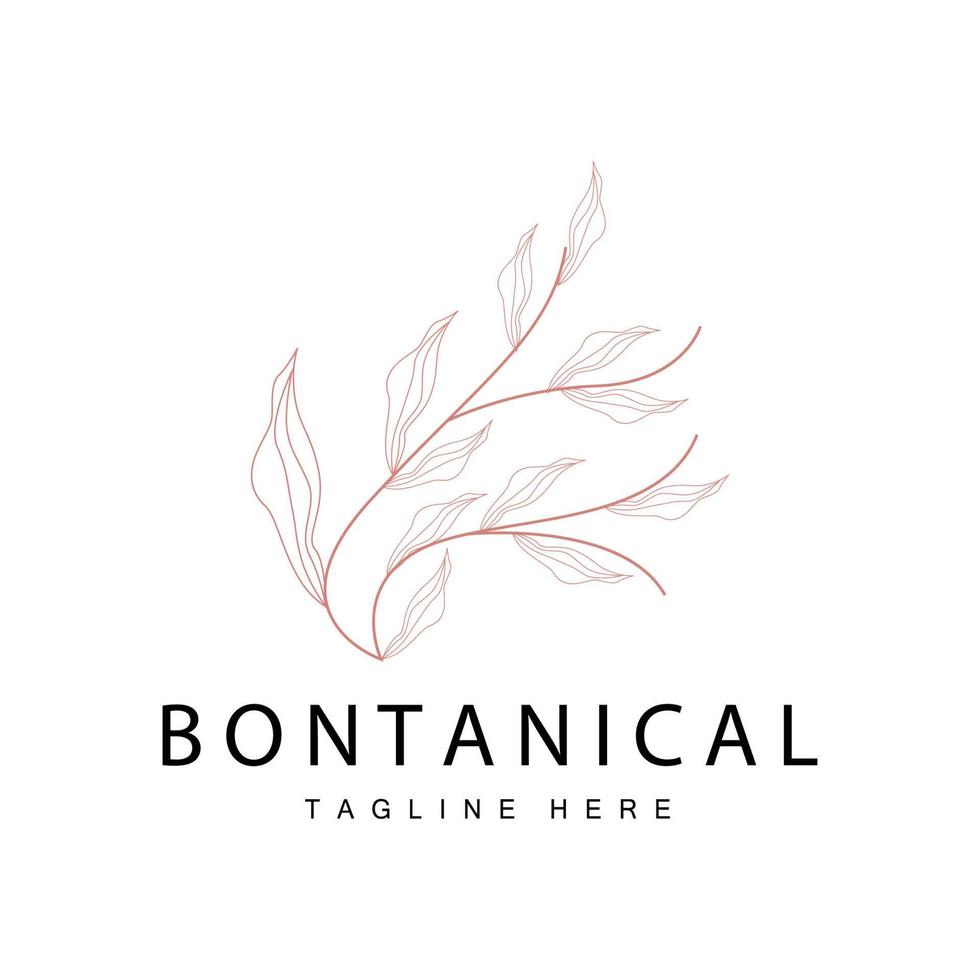 botanique logo, la nature plante conception, fleur plante icône vecteur avec ligne modèle