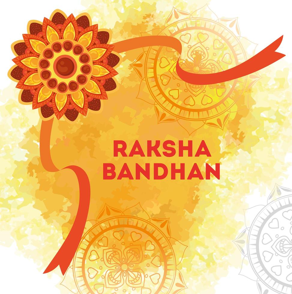 carte de voeux avec rakhi décoratif pour raksha bandhan vecteur