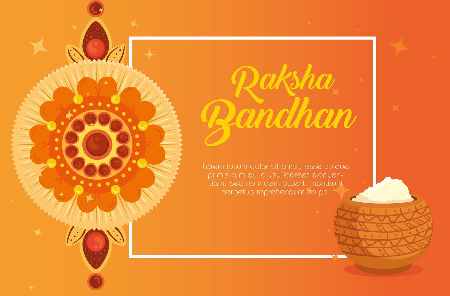 carte de voeux avec rakhi décoratif pour raksha bandhan et poudre vecteur