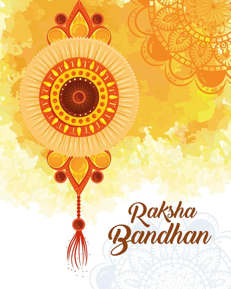 carte de voeux avec rakhi décoratif pour raksha bandhan vecteur