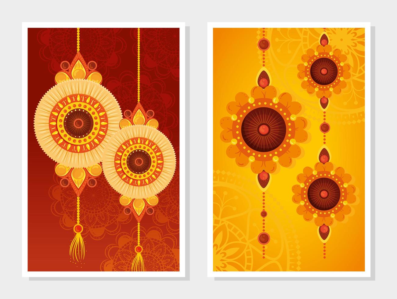 ensemble de cartes de voeux pour la célébration de raksha bandhan vecteur