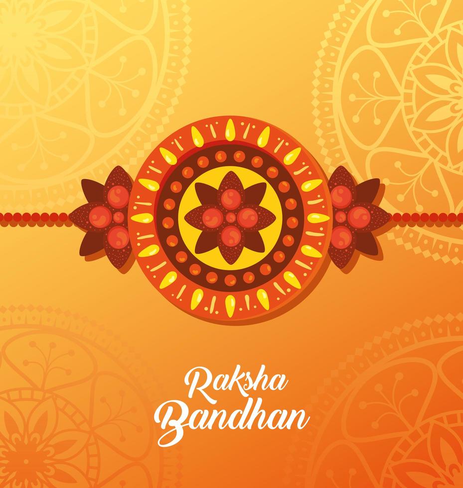 carte de voeux avec rakhi décoratif pour raksha bandhan vecteur
