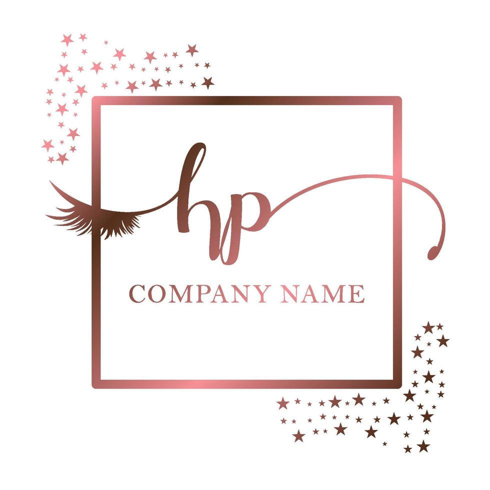 initiale logo hp écriture femmes cil maquillage cosmétique mariage moderne prime vecteur