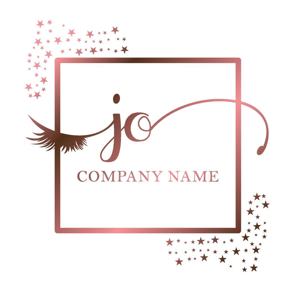 initiale logo jo écriture femmes cil maquillage cosmétique mariage moderne prime vecteur