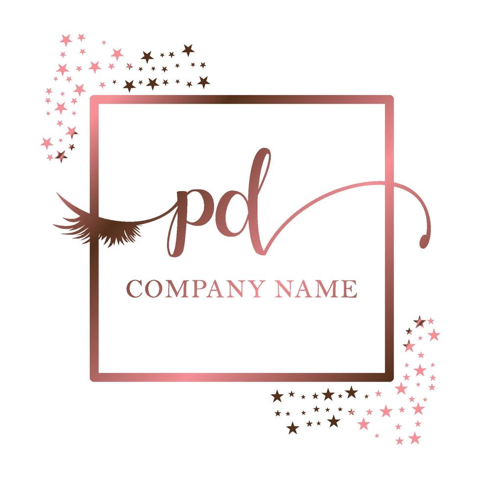 initiale logo pd écriture femmes cil maquillage cosmétique mariage moderne prime vecteur