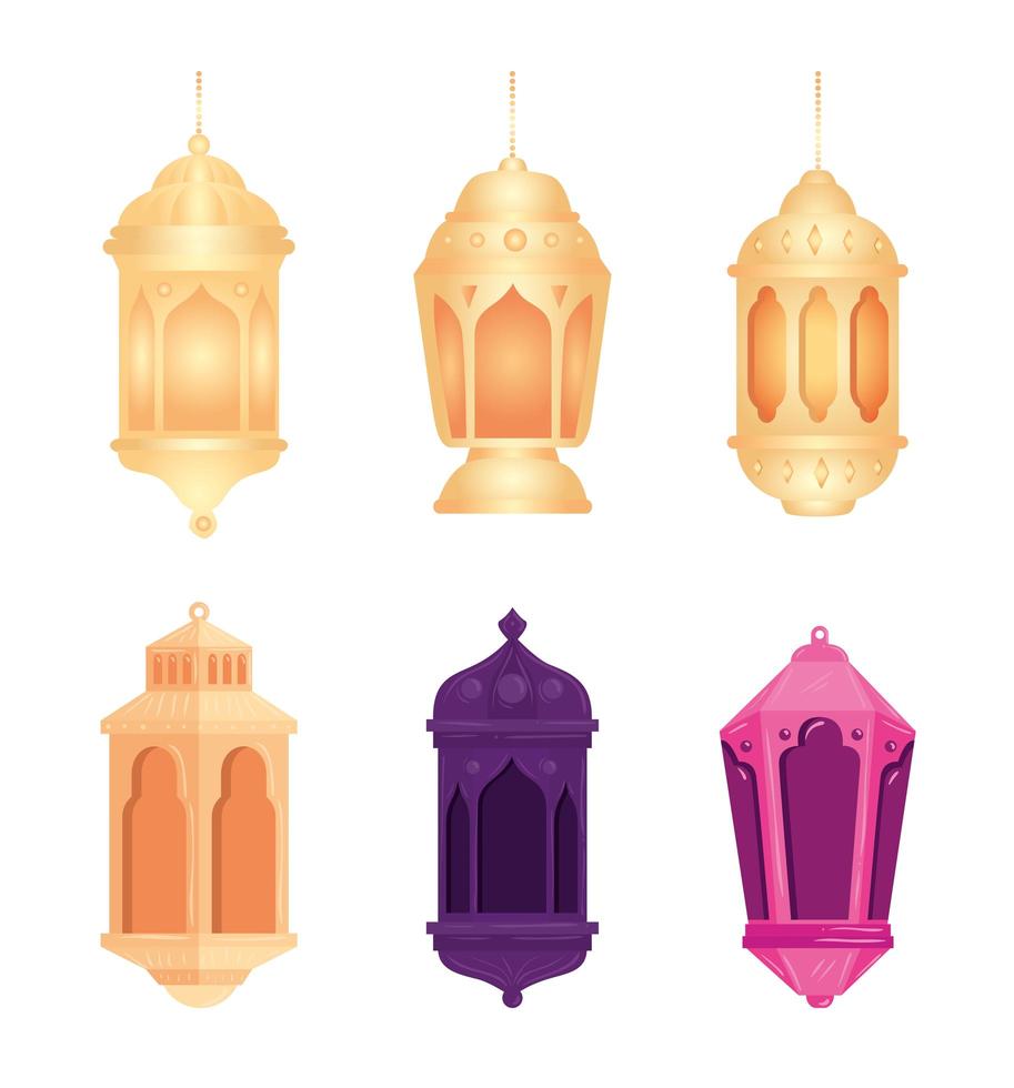 collection d'icônes de lanterne eid al adha mubarak vecteur