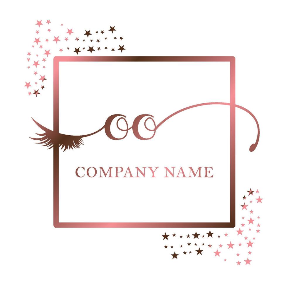 initiale logo oh écriture femmes cil maquillage cosmétique mariage moderne prime vecteur