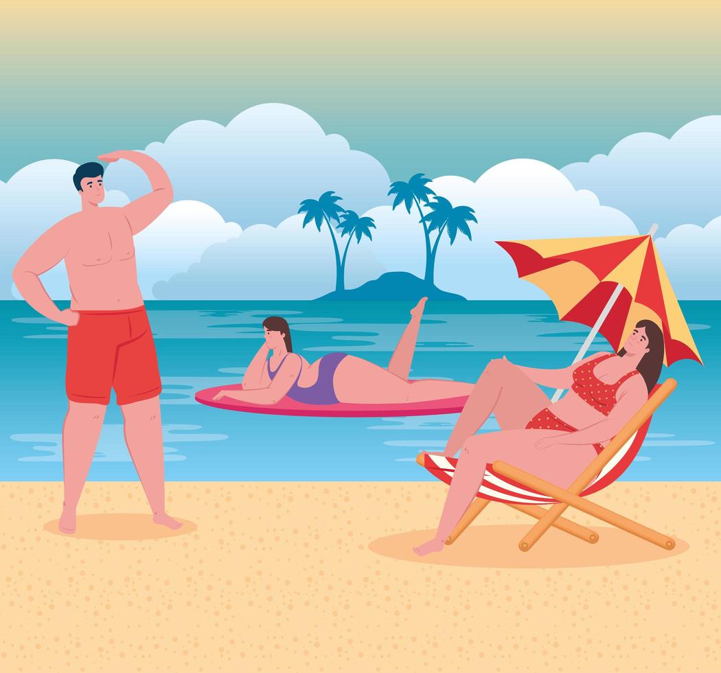 personnes à la plage, vacances d & # 39; été et concept de tourisme vecteur