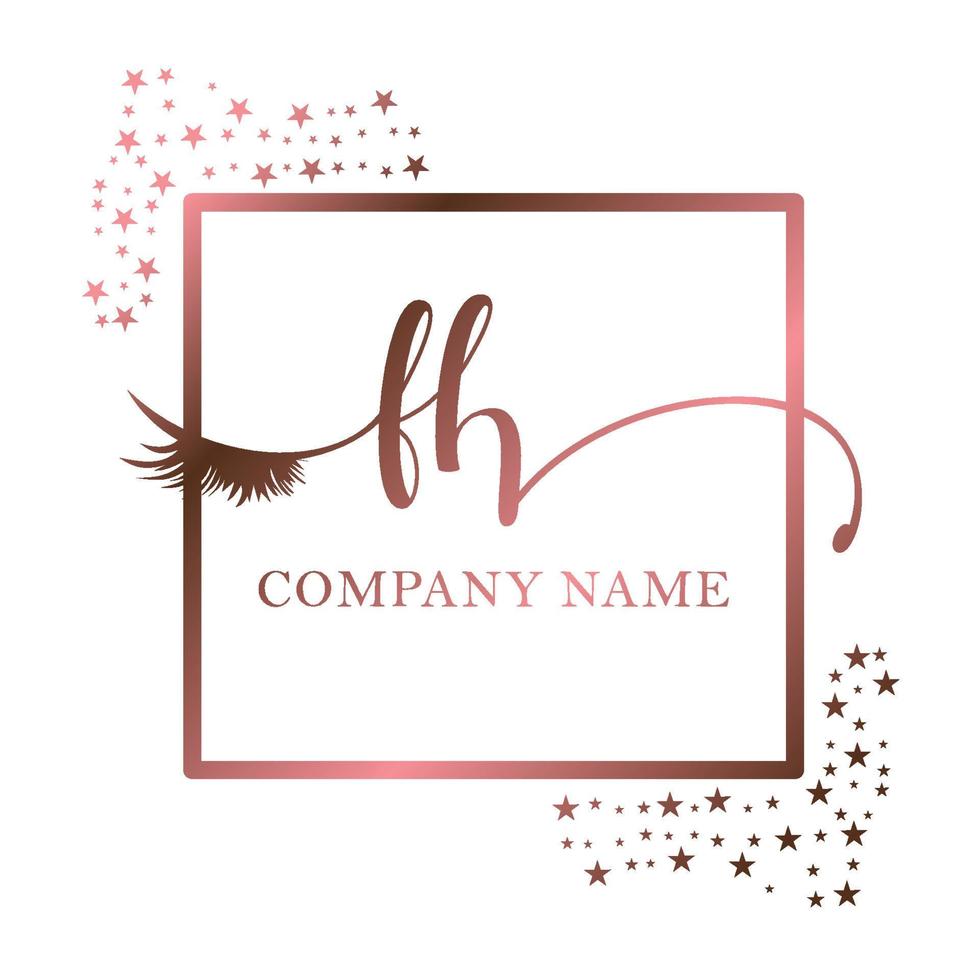 initiale logo fh écriture femmes cil maquillage cosmétique mariage moderne prime vecteur