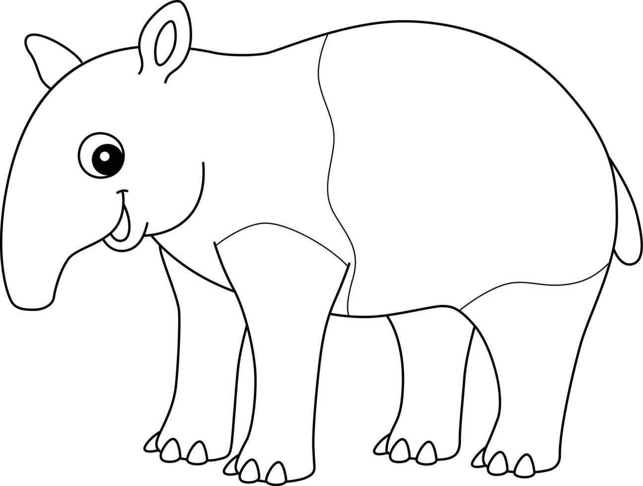 tapir animal isolé coloration page pour des gamins vecteur