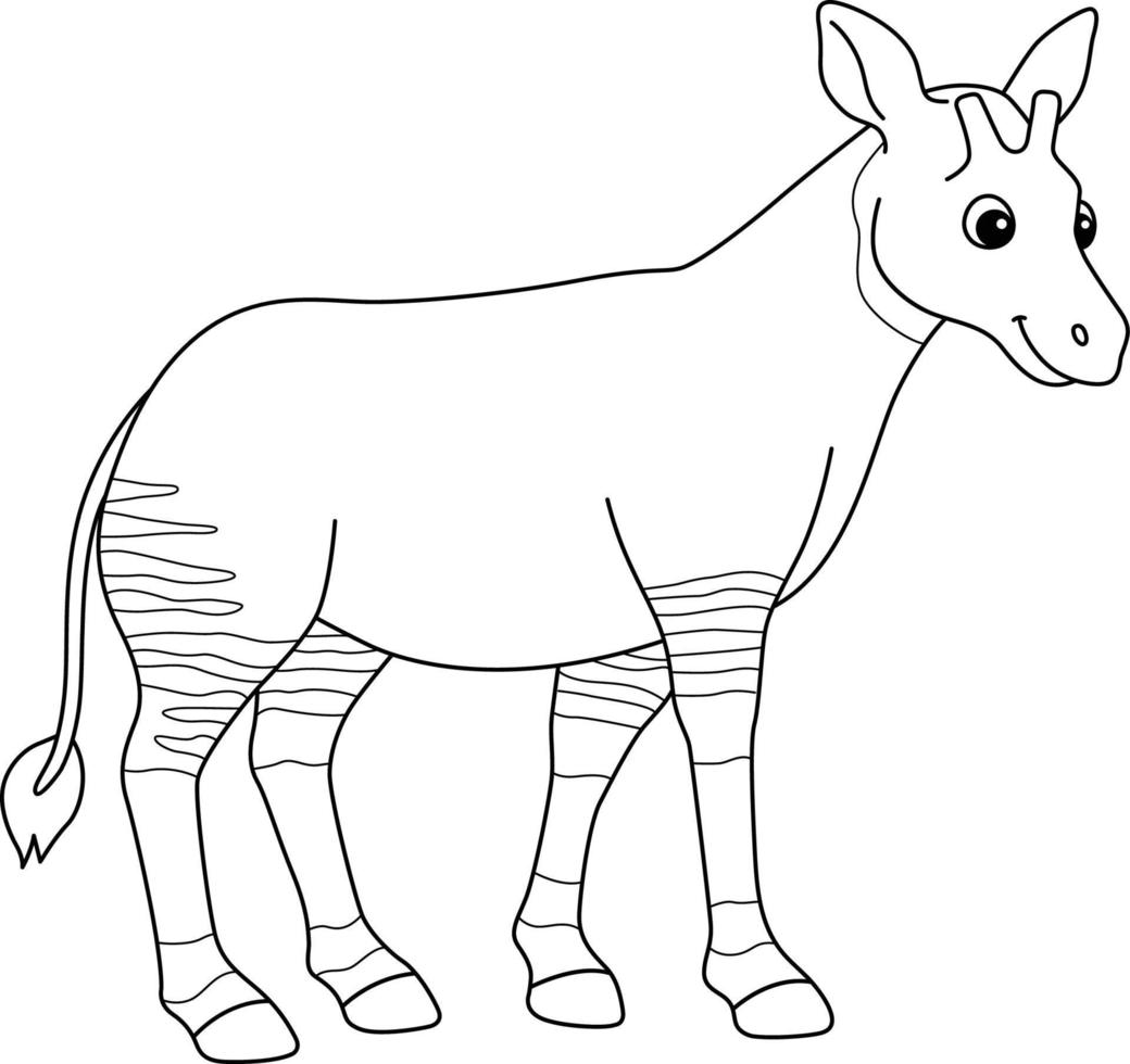okapi animal isolé coloration page pour des gamins vecteur