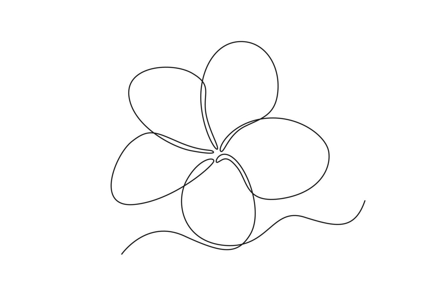 Célibataire un ligne dessin frangipanier fleur. magnifique fleur concept. continu ligne dessiner conception graphique vecteur illustration.