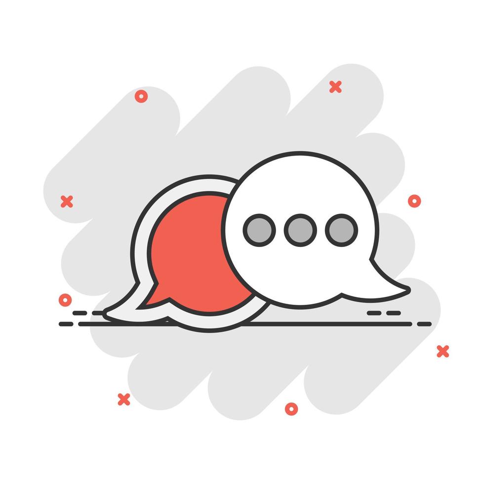 parler icône de signe de chat dans le style comique. bulles de parole vector illustration de dessin animé sur fond blanc isolé. bouton de discussion d'équipe concept d'entreprise effet splash.