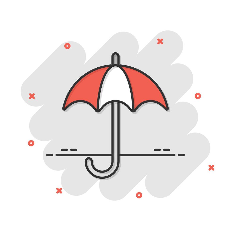 icône de parapluie dans le style comique. illustration de dessin animé de vecteur de parasol sur fond blanc isolé. effet d'éclaboussure du concept d'entreprise ombelle.