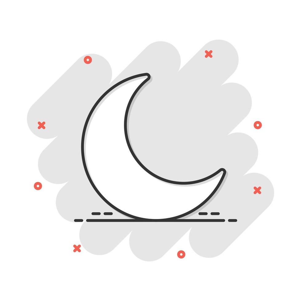 icône de lune et d'étoiles de nuit de dessin animé de vecteur dans le style comique. pictogramme d'illustration de concept de nuit lunaire. concept d'effet d'éclaboussure d'entreprise de lune.