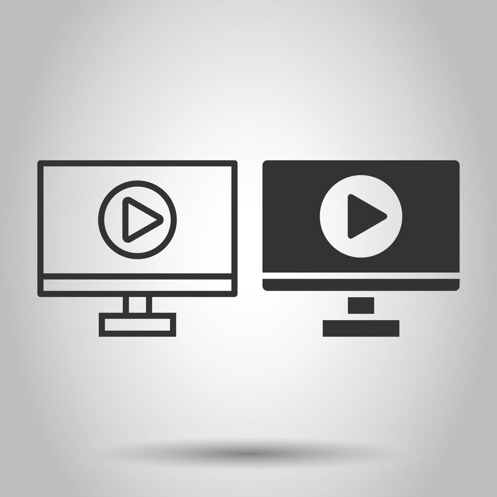 icône d'écran de télévision dans un style plat. illustration vectorielle vidéo sur fond blanc isolé. concept d'entreprise de moniteur d'ordinateur. vecteur