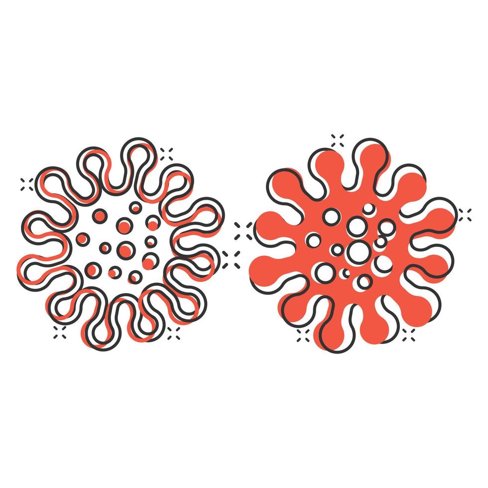 icône de bactéries de la maladie dans le style comique. illustration de vecteur de dessin animé d'allergie sur fond blanc isolé. concept d'entreprise d'effet d'éclaboussure de virus microbe.