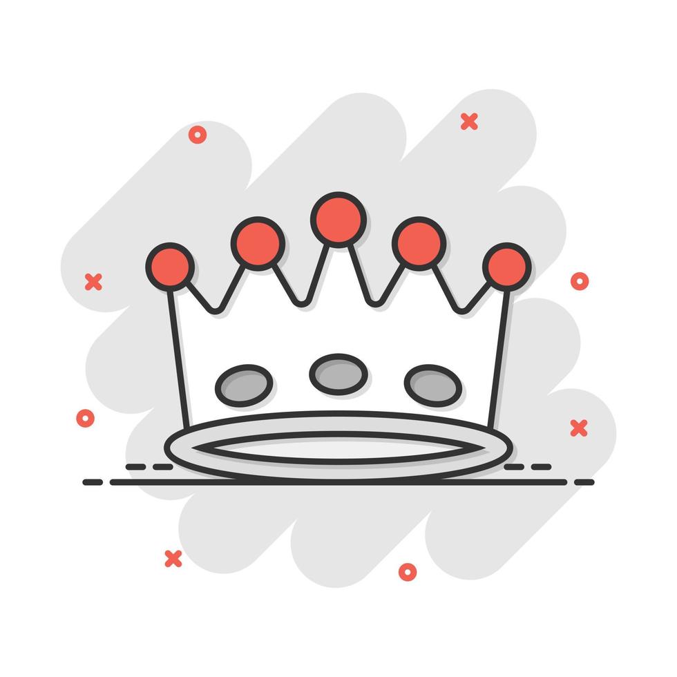 icône de diadème de couronne de dessin animé de vecteur dans le style comique. pictogramme d'illustration de la couronne de redevances. roi, concept d'effet d'éclaboussure d'entreprise de royalties de princesse.