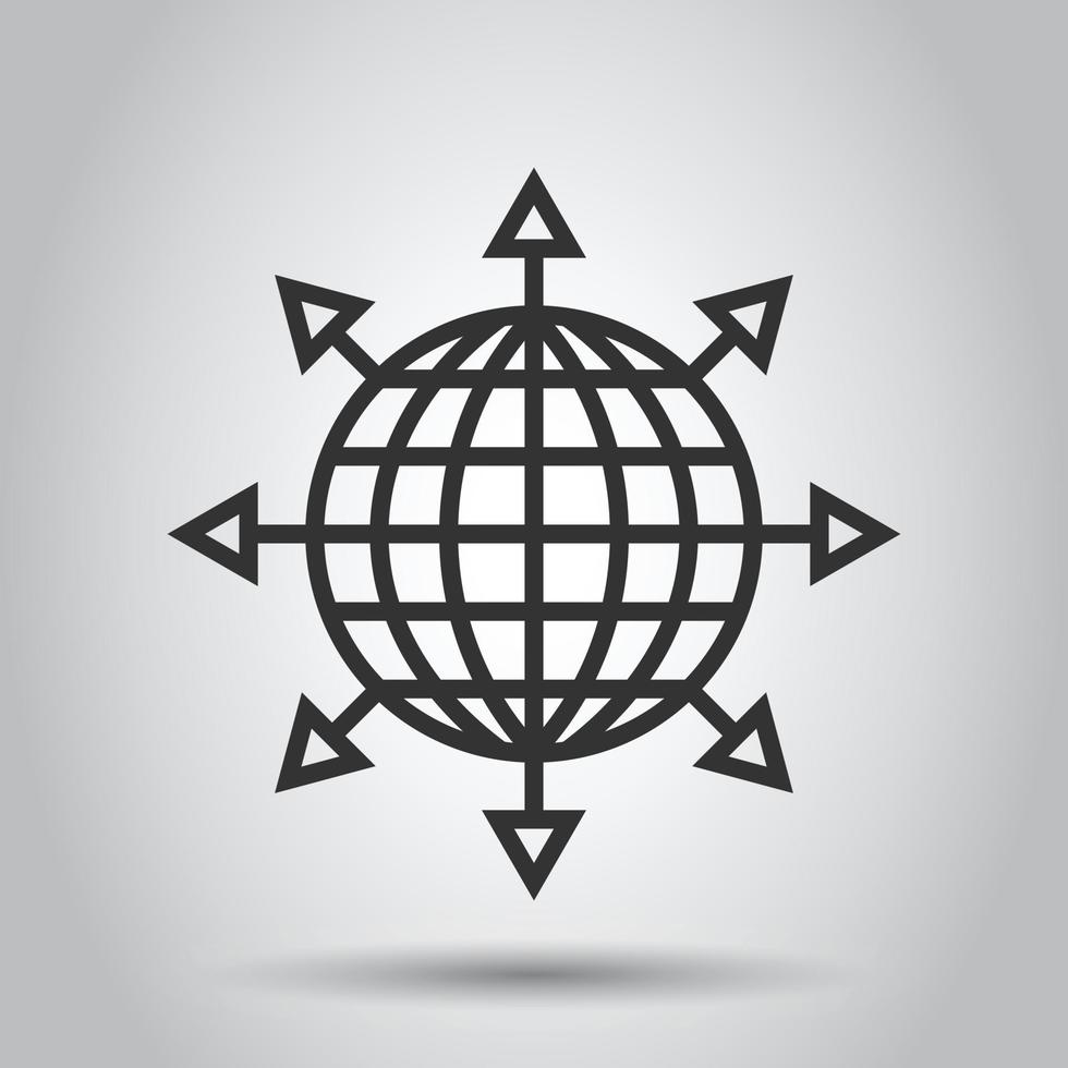 icône de la planète terre dans un style plat. illustration vectorielle géographique globe sur fond blanc isolé. concept d'entreprise de communication globale. vecteur