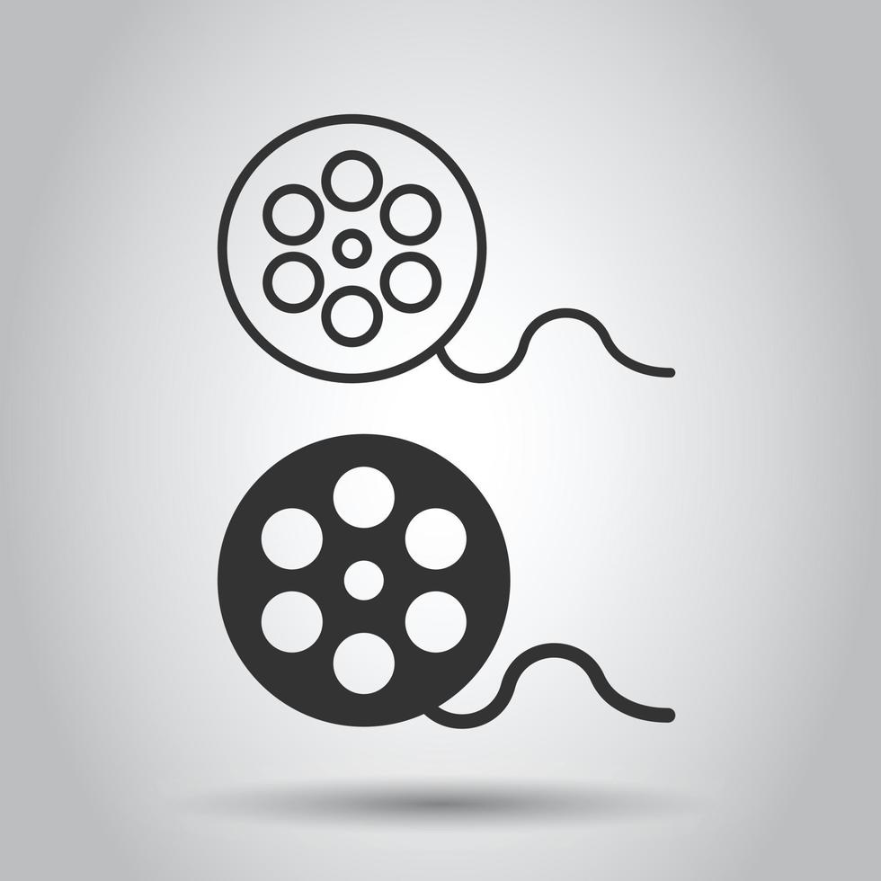 icône de film dans un style plat. illustration vectorielle de film sur fond blanc isolé. concept d'entreprise vidéo. vecteur