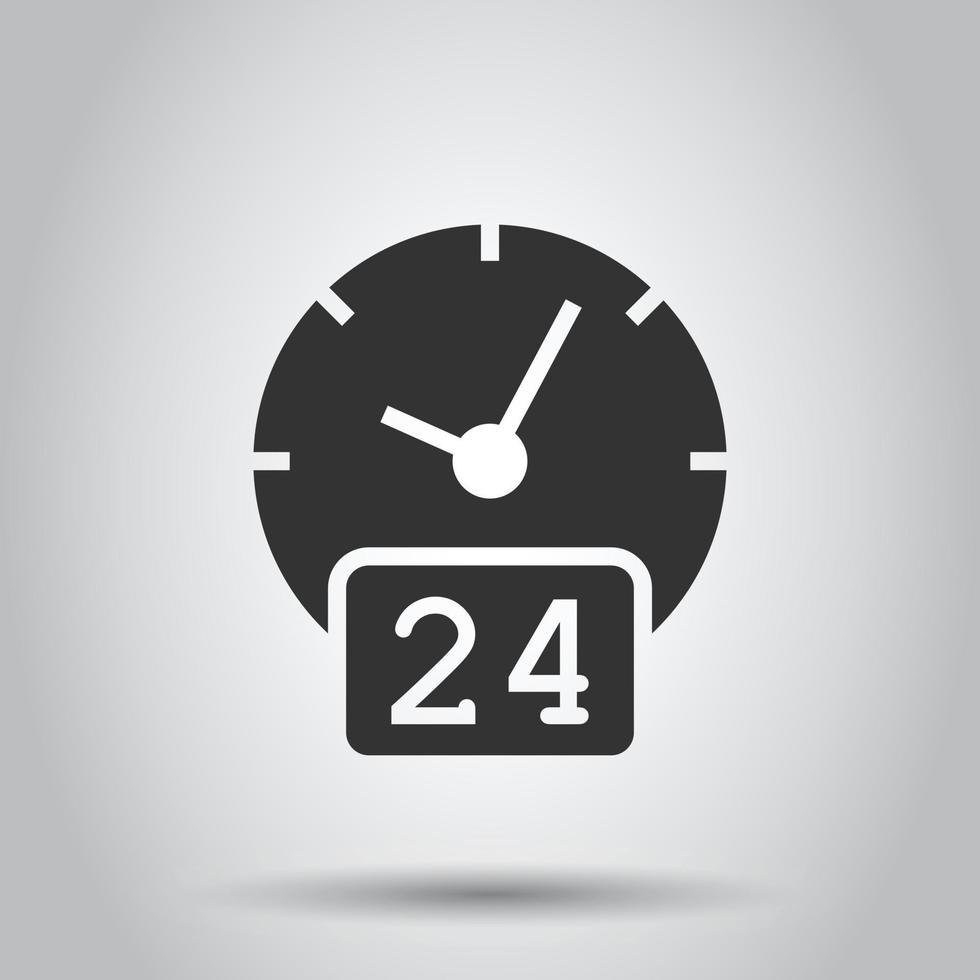 horloge 24 7 icône de style plat. regarder l'illustration vectorielle sur fond blanc isolé. concept d'entreprise de minuterie. vecteur