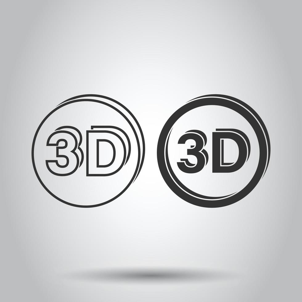 icône de texte 3d dans un style plat. illustration vectorielle de mot sur fond blanc isolé. concept d'entreprise de technologie stéréoscopique. vecteur