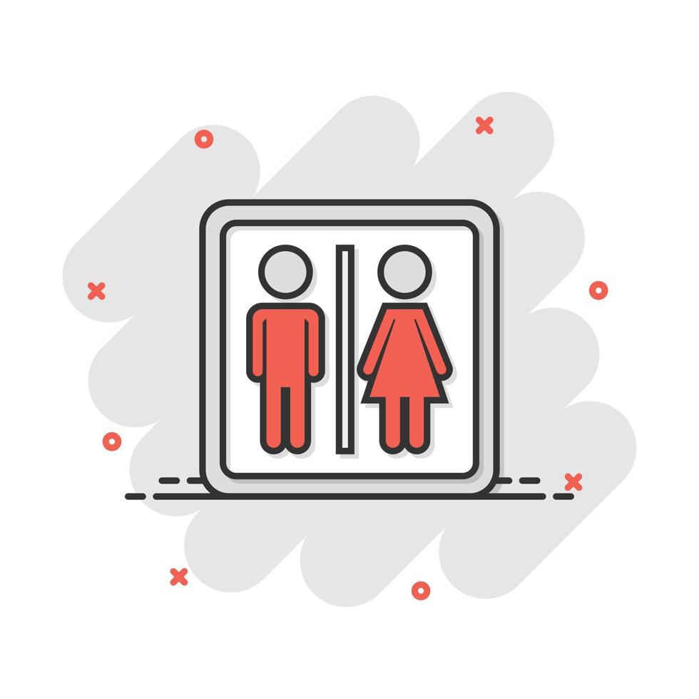 icône de dessin animé de vecteur homme et femme dans le style comique. les gens signent un pictogramme d'illustration. concept d'effet d'éclaboussure d'entreprise de toilettes wc.