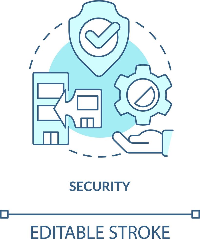 Sécurité turquoise concept icône. la faillite protection. fusionnement objectif abstrait idée mince ligne illustration. isolé contour dessin. modifiable accident vasculaire cérébral vecteur