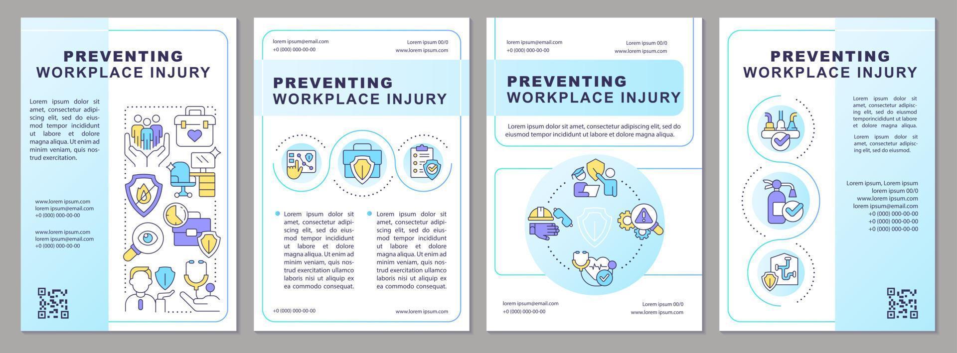 éviter employé blessure brochure modèle. ouvrier santé. brochure conception avec linéaire Icônes. modifiable 4 vecteur mises en page pour présentation, annuel rapports