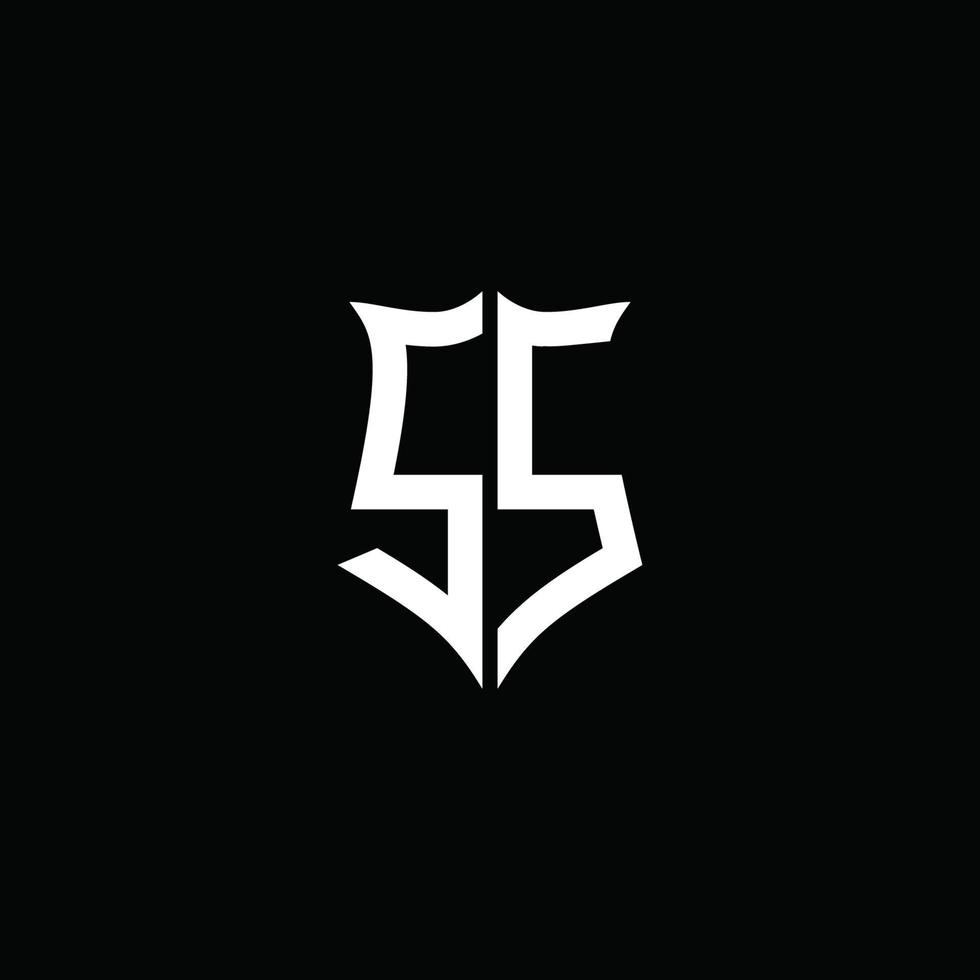 ruban de logo de lettre monogramme ss avec style de bouclier isolé sur fond noir vecteur