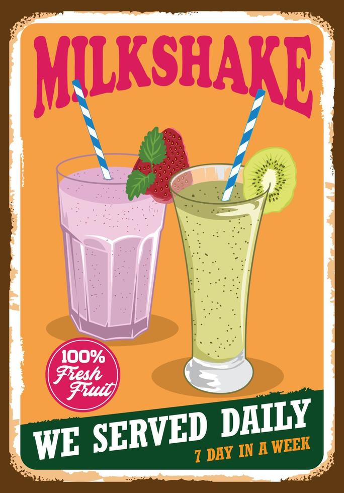 Milk-shake affiche vecteur illustration dans rétro ancien style, parfait pour mur décor conception