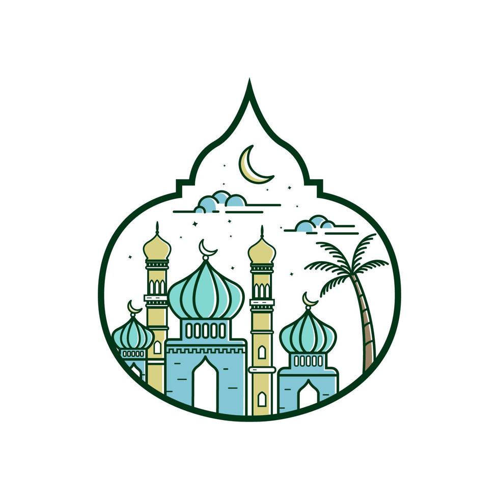 Ramadan kareem vecteur fête de saint mois avec mosquée conception modèle