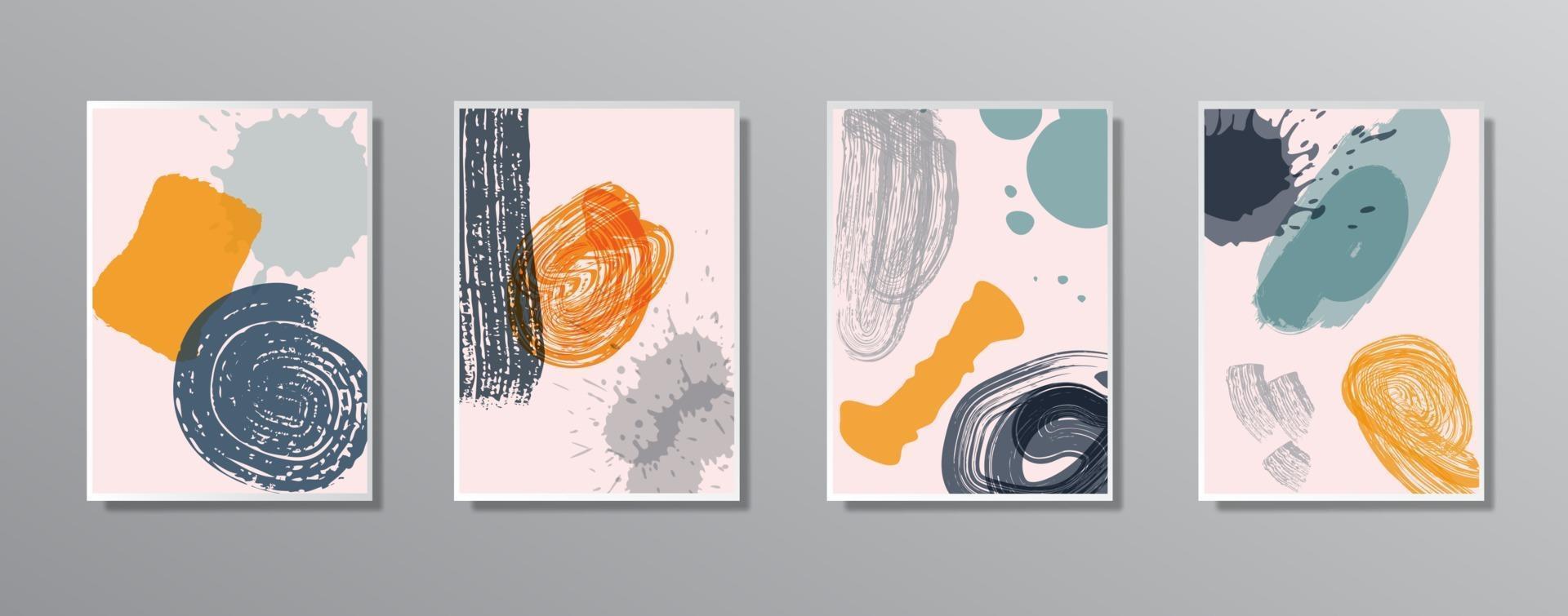 ensemble d'illustrations de couleur neutre vintage dessinés à la main minimaliste créatif, pour mur vecteur
