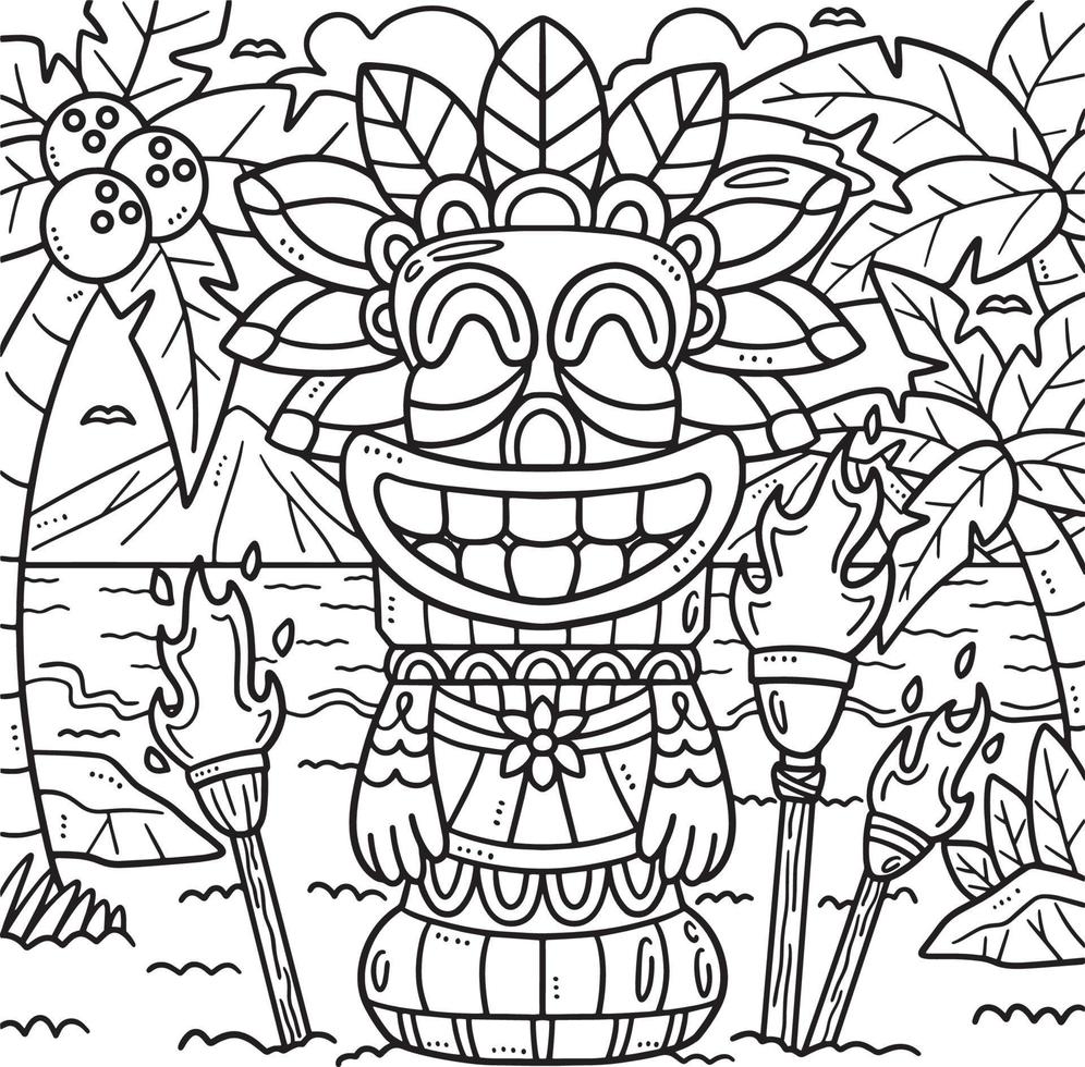 été tiki totem pôle coloration page pour des gamins vecteur