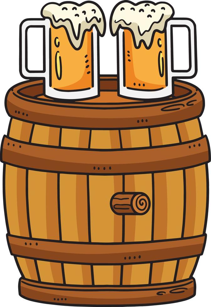 Bière baril dessin animé coloré clipart vecteur