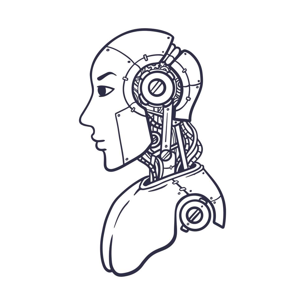 artificiel intelligence dans humanoïde robot illustration vecteur