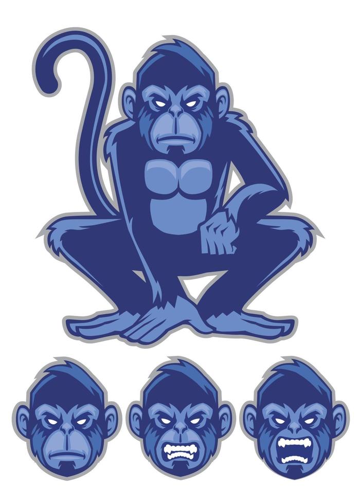 singe mascotte logo avec divers tête vecteur