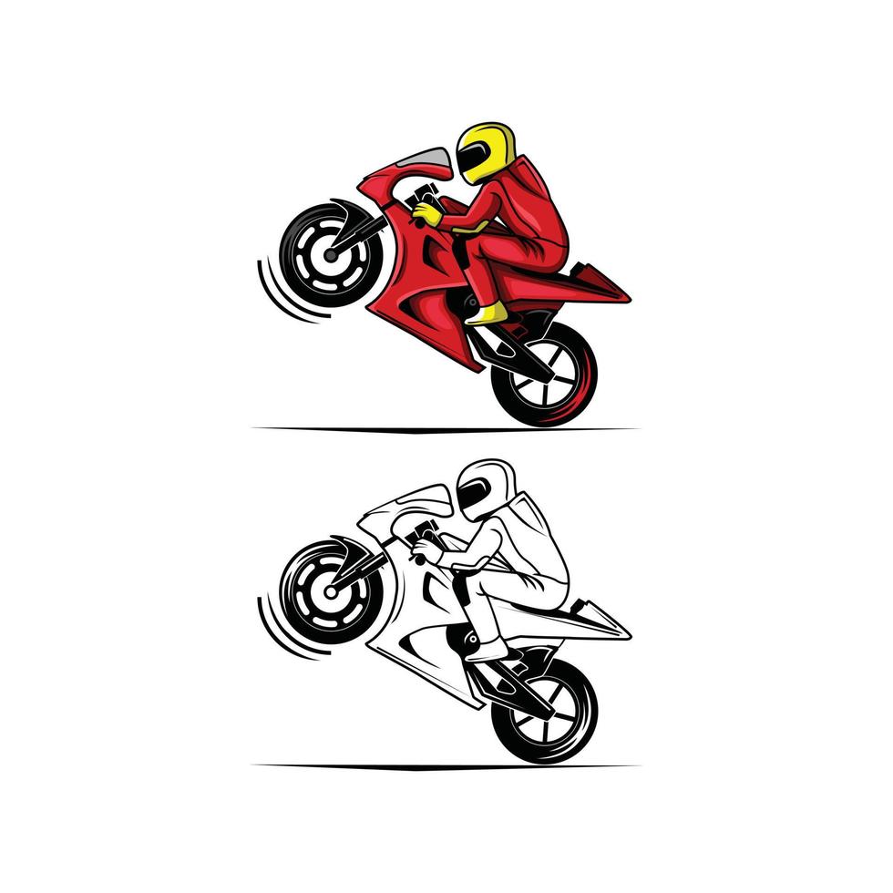 coloration livre moto course dessin animé personnage vecteur