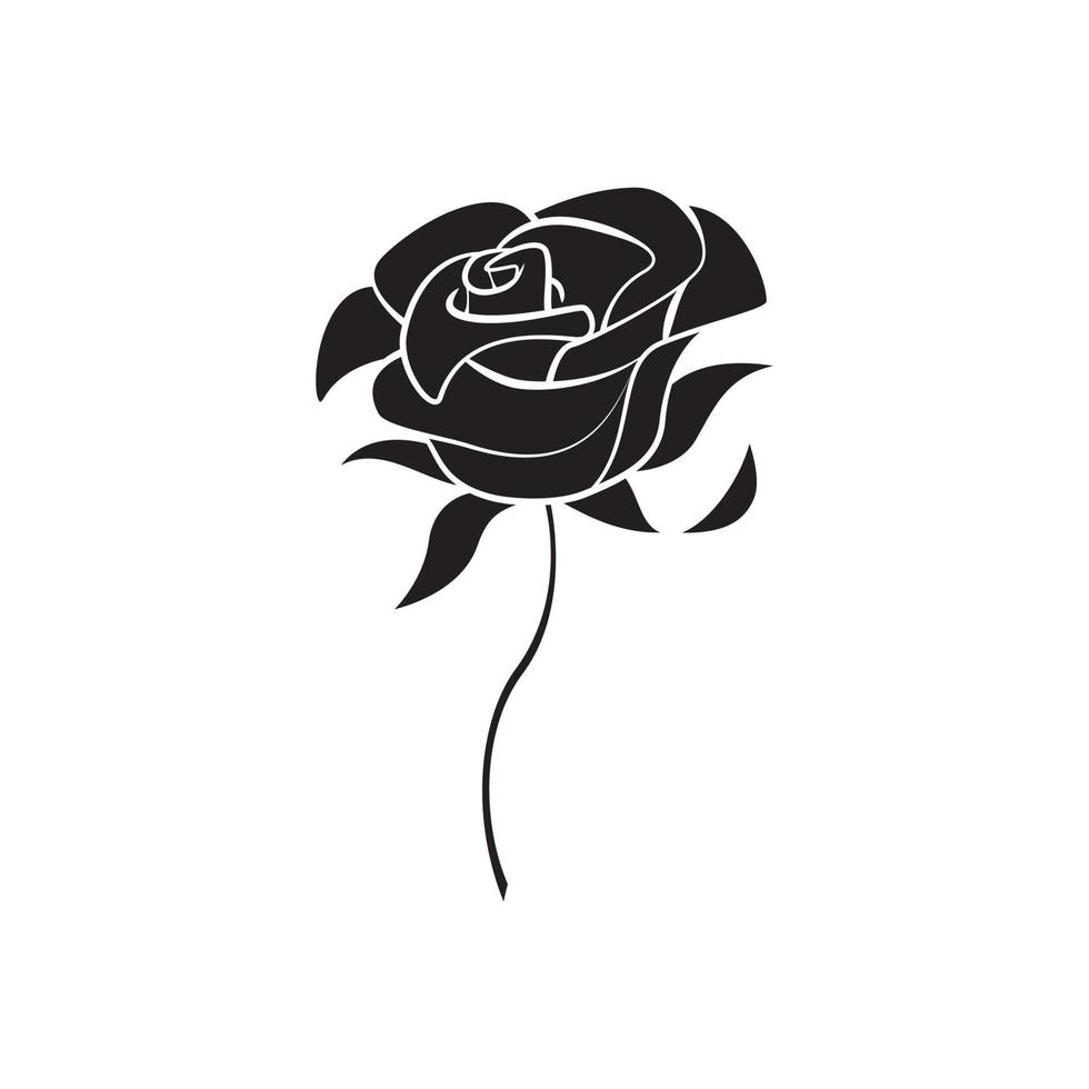 Rose fleur noir symbole illustration vecteur