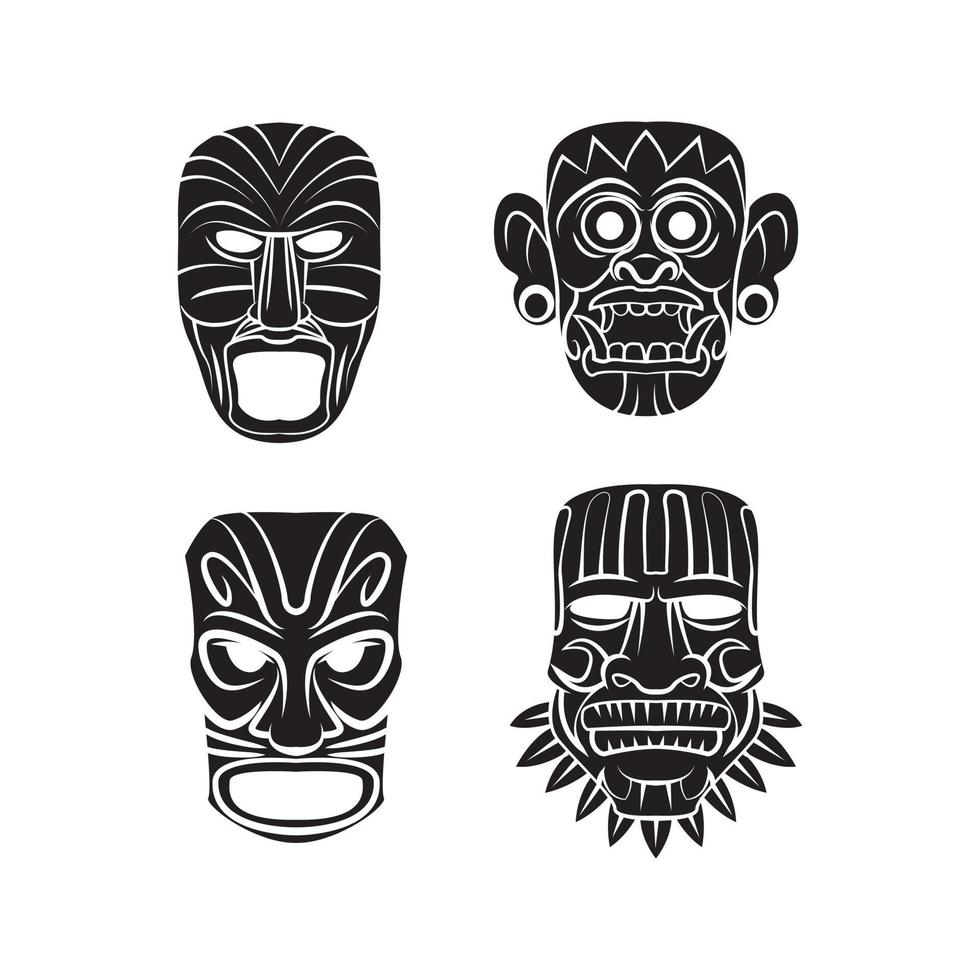 totem masque noir symbole illustration collection vecteur