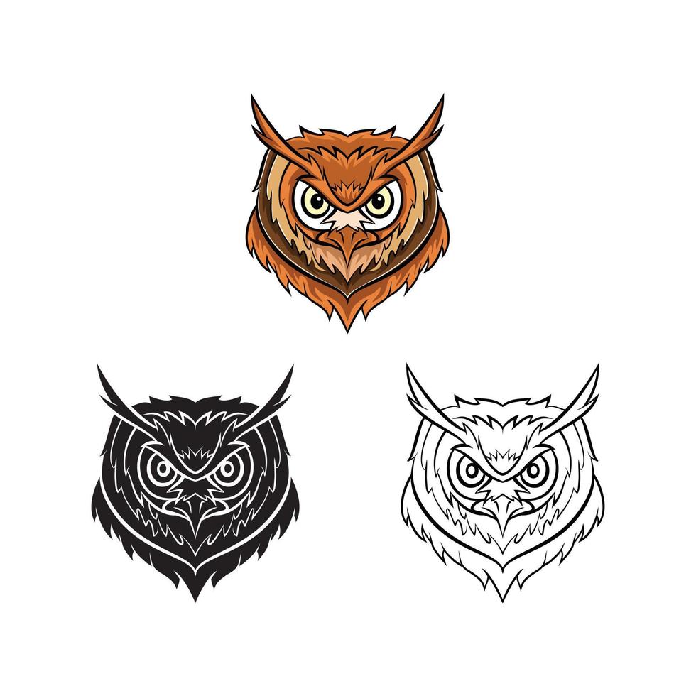 coloration livre hibou tête dessin animé personnage vecteur