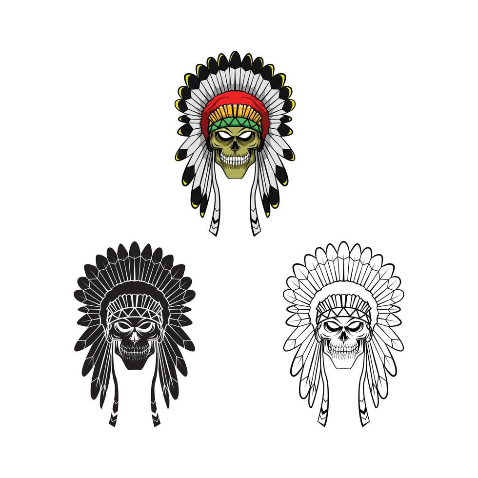 coloration livre apache tête dessin animé personnage vecteur