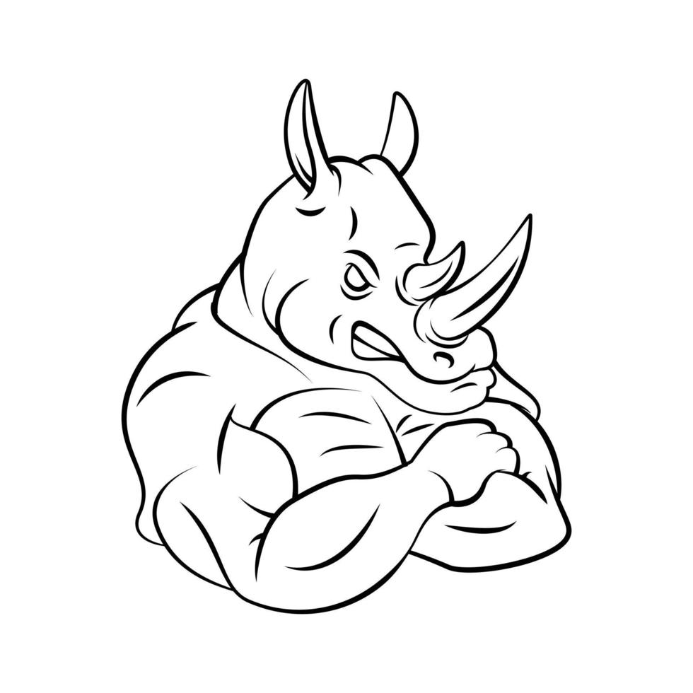 illustration de mascotte de rhinocéros fort vecteur