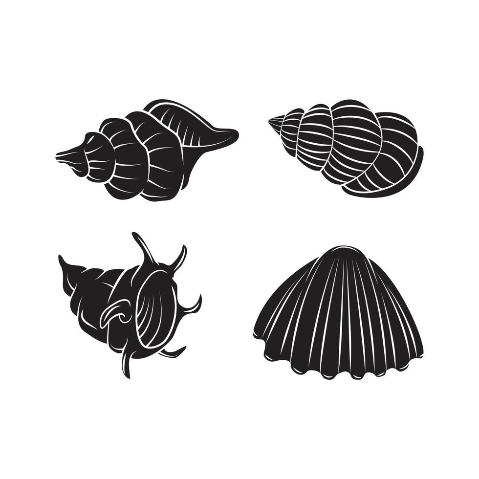 mer coquille noir symbole illustration collection vecteur