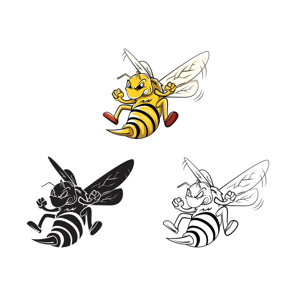 coloration livre abeille dessin animé personnage vecteur