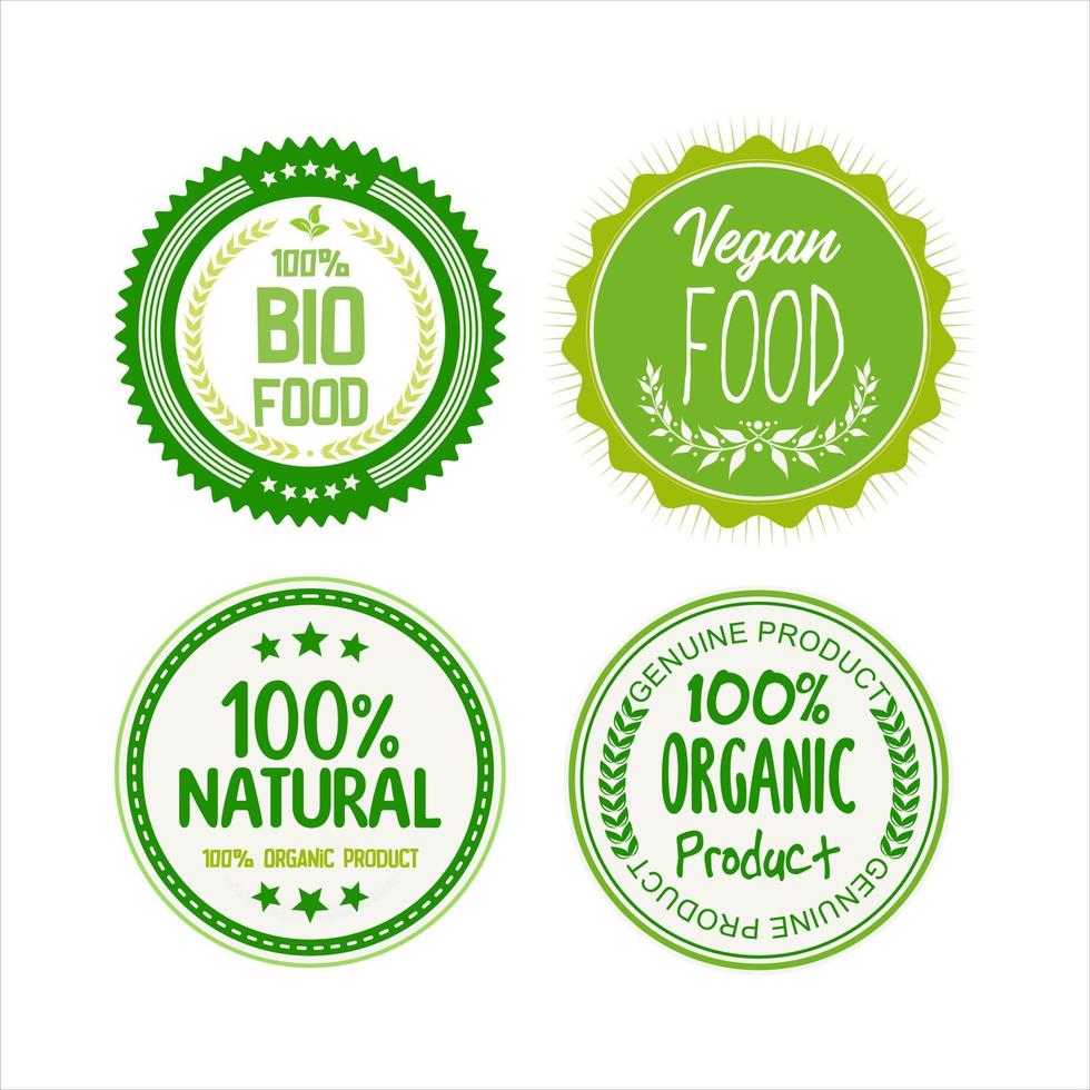 collection de écologie ferme bio nourriture vecteur vert prime badges