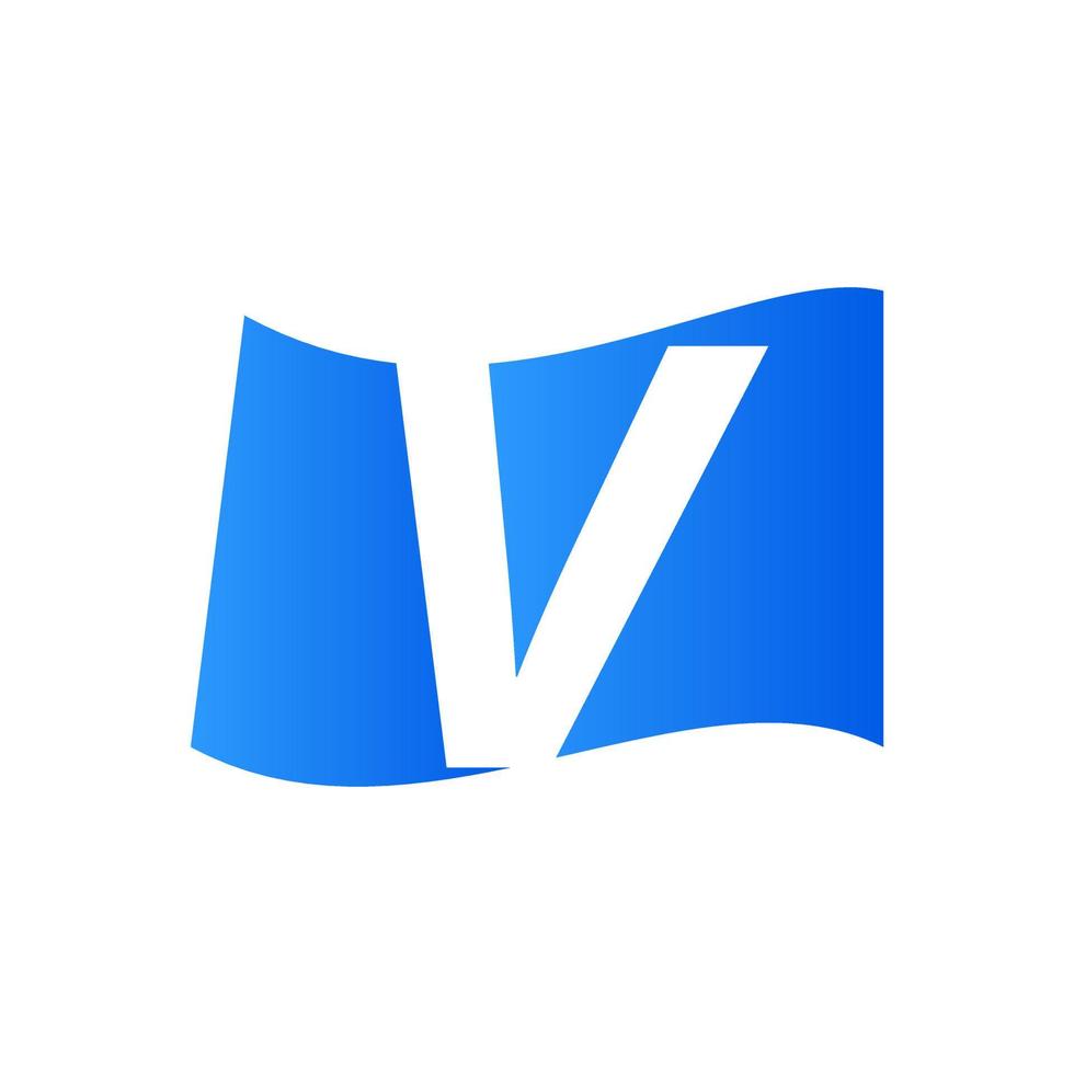 initiale v bleu drapeau logo vecteur
