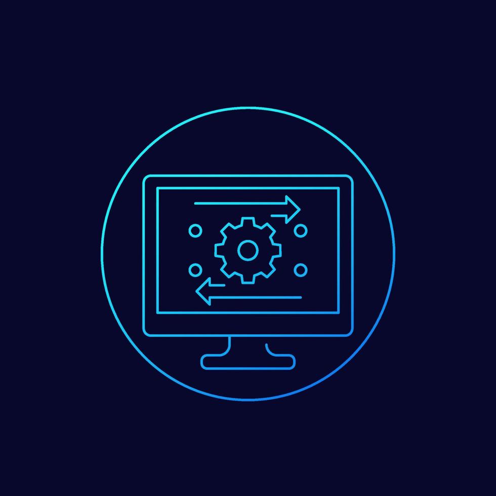 automatisation, optimisation logiciel vector icon.eps linéaire